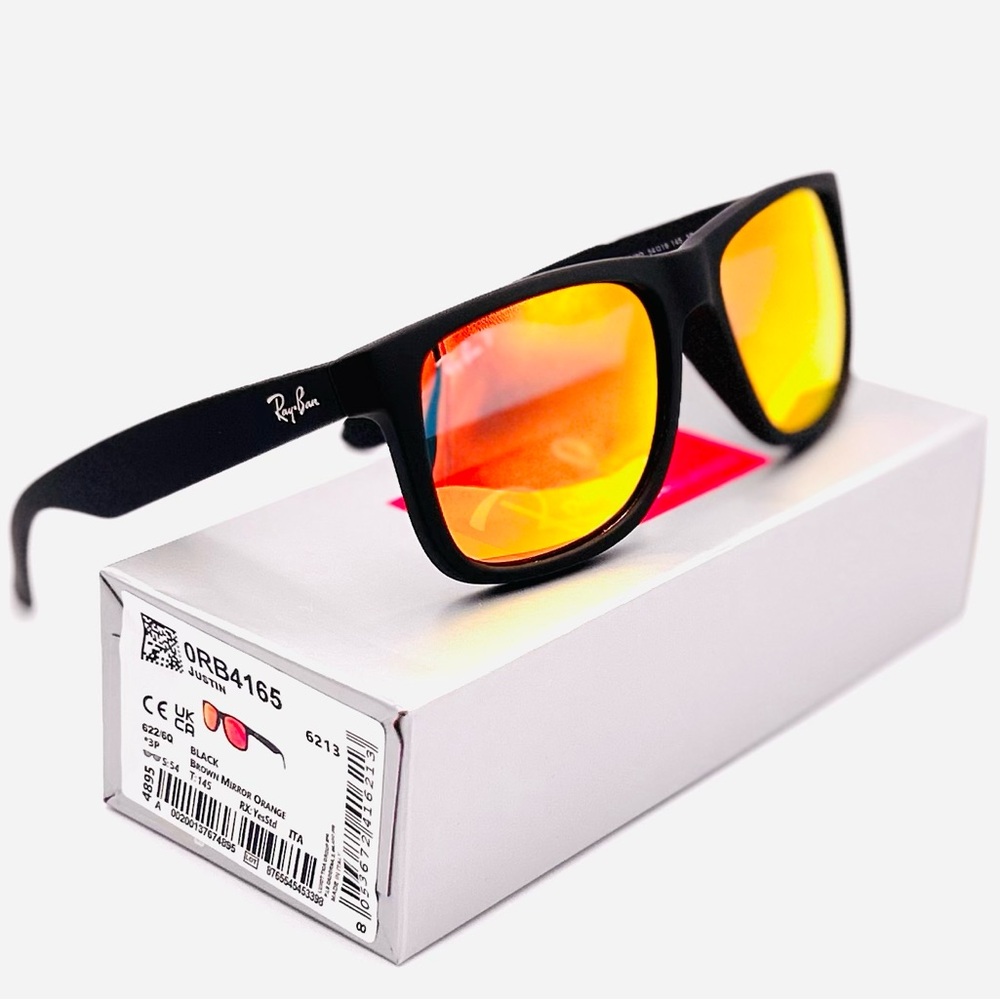 Ray-Ban Polarized Sunglasses Mens Justin RB4165 Flash Mirror  Lens 54-16…